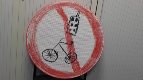 Verkeersbord "niet bellen op de fiets"